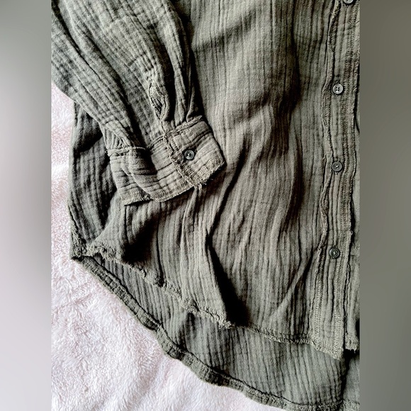 NWOT Aerie Pool to Party Gauzy Swim Coverup Cotton Olive Green Size S - Picture 11 of 13